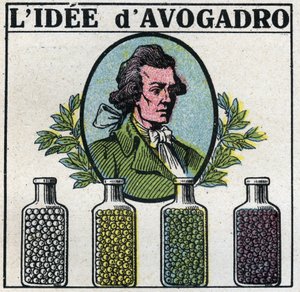 Átomos: La idea de Amedeo Avogadro (1776-1856). Ilustración anónima de 1925. Colección privada.