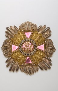 Austria - Orden de Leopoldo: placa de caballero gran cruz perteneciente a Charles Louis Huguet, Marqués de Semonville (1759-1839) - Principios del siglo XIX - Bordados de hilos de oro, plata y seda, crantilla, lentejuelas y oropel - Alma de gran lienzo y b de Anonymous Anonymous