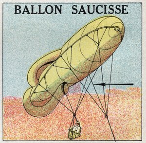 Globos: globo salchicha. Ilustración anónima de 1925. Colección privada.
