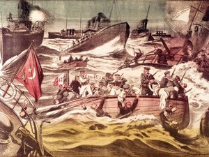 Batalla de Kunfuda: batalla naval librada el 7 y 8 de enero de 1912, durante la Guerra Ítalo-Turca (1911-1912), en el Mar Rojo, frente al puerto de Kunfuda, Arabia Saudita. de Anonymous Anonymous