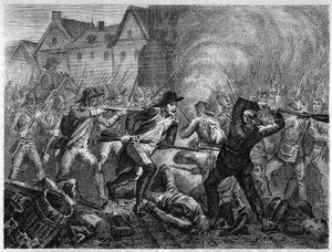 Batalla de Le Mans en 1793 durante la Guerra de Vendée. Grabado de 1866 en “Histoire de la Révolution française” por Adolphe Thiers. Colección privada. de Anonymous Anonymous