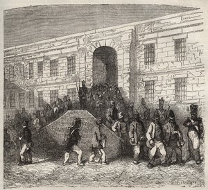 El bagne de Brest en el siglo XIX. Grabado en "Histoire des bagnes depuis leur création à nos jours" (1877) por Pierre Zaccone (1817-1895). Colección privada de Anonymous Anonymous