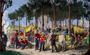 Campamento de tropas rusas e inglesas en los Campos Elíseos en París en julio de 1815 después de la derrota de Napoleón I de Anonymous Anonymous