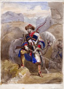 Chamil ou Imam Chamil - Imam Shamil (1797-1871) - Anónimo - 1854 - Acuarela sobre papel - 32x23 - Colección privada de Anonymous Anonymous