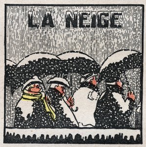 Cambios de estado: solidificación y cristalización. La nieve se forma a partir de finas gotas de agua que se solidifican y cristalizan. Ilustración anónima de 1925. Colección privada de Anonymous Anonymous