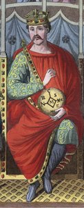 Carlos el Calvo, rey de Francia Occidental, Italia y emperador del Sacro Imperio Romano, 823 - Retrato de Carlos II el Calvo (823 - 877), rey de Francia grabado de 