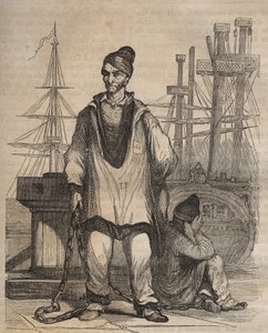 Condenas a perpetuidad en el Bagne de Rochefort en el siglo XIX. Grabado en “Histoire des bagnes depuis leur création à nos jours” (1877) por Pierre Zaccone (1817-1895). de Anonymous Anonymous