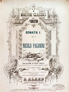 Portada de partitura de Sonata 1, op 2 de N Paganini