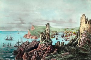 Guerra de Crimea: vista del puerto de Balaklava en Crimea. Grabado alrededor de 1854-1855. Colección privada de Anonymous Anonymous