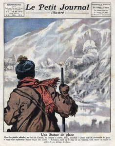 Descubrimiento del cuerpo de un explorador en el hielo de Canadá, desaparecido durante años. Ilustración tomada de “Le petit journal” del 11/12/1921. Colección privada de Anonymous Anonymous