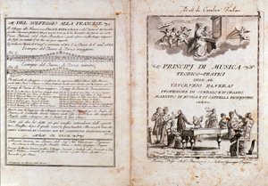 Doble página de un manual de teoría musical de Vincenzo Panerai de Anonymous Anonymous