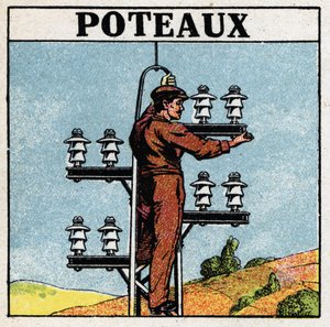 Tuberías eléctricas: postes eléctricos. Ilustración anónima de 1925. Colección privada. de Anonymous Anonymous