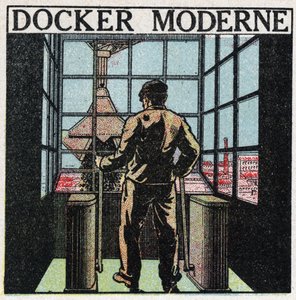 Herramientas eléctricas: estibador moderno (años 1920). Ilustración anónima de 1925. Colección privada.