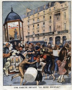 Revuelta de mujeres en el quiosco por el lanzamiento del nuevo formato de la revista “La mode” en París. Ilustración tomada de “Le petit journal” del 01/11/1925. Colección privada de Anonymous Anonymous