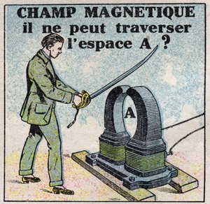 Éter (material): campo magnético. ¿No puede cruzar el espacio A? Ilustración anónima de 1925. Colección privada.