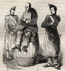 Exhibición de un forzado evadido en el bagne de Toulon en el siglo XIX. Grabado en “Histoire des bagnes depuis leur creación à nos jours” (1877) de Pierre Zaccone (1817-1895). Colección privada. de Anonymous Anonymous