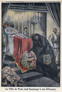 Primera Guerra Mundial 1914-1918. Homenaje de la ciudad de París al General Joseph Simon Gallieni (1849-1916) que defendió la ciudad. En 