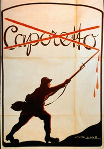 Primera Guerra Mundial: cartel publicado con motivo de la derrota de Caporetto (o Batalla de Karfreit) a finales de octubre de 1917 representando a un soldado del ejército italiano que arrancó el nombre 