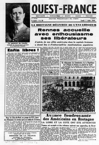 Primer número de West France del 7 de agosto de 1944: La Liberación en el oeste de Francia y el general de Gaulle - fotografía, B.N.
