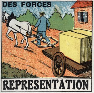 Fuerzas: un caballo tirando de un carro. Ilustración anónima de 1925. Colección privada. de Anonymous Anonymous