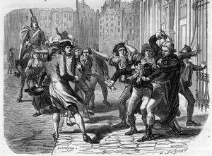 François-Joseph (François Joseph) Westermann (1751-1794) golpeando a Jean Paul Marat (1743-1793) - Grabado en “Historia de los Girondinos” por Alphonse de Lamartine (1790-1869) 1865-1866. Colección Privada de Anonymous Anonymous