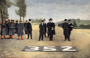 Aviación francesa: La traza de las rutas aéreas. Grabado. Uno de los periódicos "Le petit parisien" del 11/06/1910. Colección privada. de Anonymous Anonymous