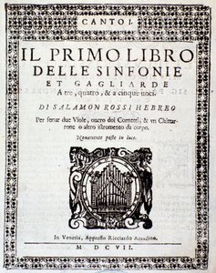 Portada de Primo libro di sinfonie e gagliarde de Salomone Rossi
