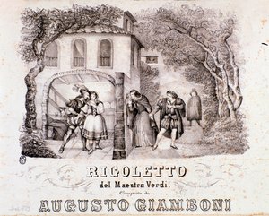 Frontispicio de la partitura musical de la ópera Rigoletto de Giuseppe Verdi