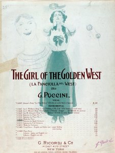 Frontispicio de la partitura musical de La Chica del Oeste de Puccini de Anonymous Anonymous