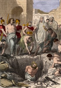 Galos enterrados por los romanos - Grabado del siglo XIX en "Historia Nacional ilustrada de Francia desde los tiempos más remotos hasta el presente" 1876 - Colección privada de Anonymous Anonymous