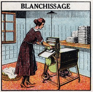 Usos domésticos de la electricidad: encalado. Ilustración anónima de 1925. Colección privada. de Anonymous Anonymous