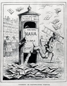 Cómo se impone el naturalismo: dibujo satírico sobre la novela naturalista del libro 