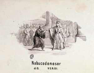 Frontispicio ilustrado de la partitura musical de Nabucco ópera de Giuseppe Verdi de Anonymous Anonymous