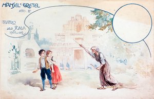 Ilustración de la ópera Hansel und Gretel de Humperdinck, durante la interpretación en el teatro alla Scala de Anonymous Anonymous