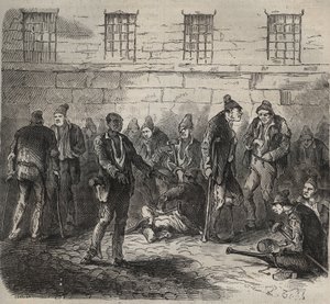 Fuerzas enfermas en el Bagne de Toulon en el siglo XIX. Grabado en “Histoire des bagnes depuis leur création à nos jours” (1877) por Pierre Zaccone (1817-1895). Colección privada. de Anonymous Anonymous