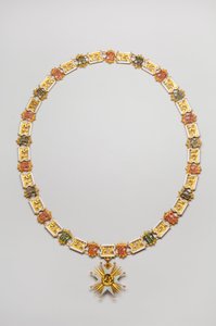Reino de Baviera - Orden de San Huberto: collar usado por Luitpold, Duque en Baviera (1890-1973) - Finales del siglo XVIII - Oro y esmaltes - Collar: L 122 cm; peso 460 g (incluido el colgante) - Colgante: D 7.5 cm - Colección privada de Anonymous Anonymous