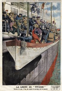 Ejercicio de bote salvavidas a bordo de un transatlántico, tras el hundimiento del RMS Titanic, el 15 de abril de 1912, Ilustración del periódico francés Le Petit Journal, 2 de junio de Anonymous Anonymous