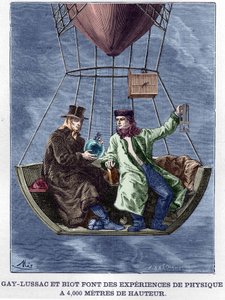 Louis-Joseph Gay-Lussac y Biot haciendo experimentos de física a 4,000 metros de altura - en "Album de la Ciencia; científicos ilustres; Grandes descubrimientos" 1896 de Anonymous Anonymous