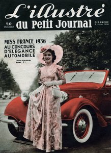 Lynne Lassal Miss Francia 1936 en el concurso de elegancia automovilística. Uno del diario 