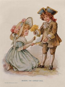 Haciendo la Bola de Primaveras, ilustración de libro, principios del siglo XX (litografía a color)