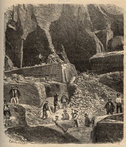 Canteras de mármol de Saint-Genies (Saint Genies) - Dordoña - grabado en “PATRIE” - DESCRIPCIÓN PINTUREQUIREQUE DE LA FRANCIA EN 6 VOLÚMENES POR LUCIEN HUARD - finales del siglo XIX de Anonymous Anonymous