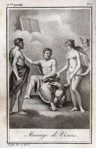 Matrimonio entre Marte y Venus. Grabado de 1819 en "Lettres a Emilie sur la mythologie" de Charles Albert Demoustier (1760-1801). Colección privada. de Anonymous Anonymous
