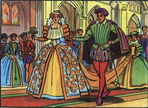 Matrimonio de María I de Escocia (1542-1587) y Francisco II (1544-1560) en 1558. Ilustración anónima en 