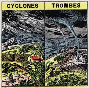 Meteorología: ciclones y trombas (tornados). Ilustración anónima de 1925. Colección privada. de Anonymous Anonymous