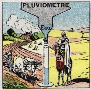 Meteorología: influencia de la lluvia en el clima, uso de la lluvia. Ilustración anónima de 1925. Colección privada. de Anonymous Anonymous