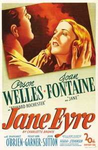 Póster de la película "Jane Eyre" escrita por Charlotte Bronte y dirigida por Robert Stevenson en 1944 con los actores Orson Welles como Edward Rochester y Joan Fontaine como Jane. Colección privada