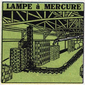 Nuevas propiedades del gas: lámpara de mercurio. Ilustración anónima de 1925. Colección privada.