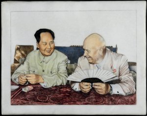 Nikita Khrushchev (1894-1971) y Mao Zedong (Tse-Toung, Tse Toung) (1893-1976) - Nikita Khrushchev y Mao Zedong - Anónimo. Porcelana, decoración sobre esmalte, principios de los años 60. Colección Privada