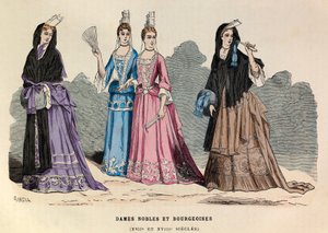 Trajes de damas nobles y burguesas en los siglos XVII y XVIII - Dama noble siglo XVII de Anonymous Anonymous