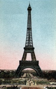 París: vista de la Torre Eiffel construida entre 1887 y 1889 por Gustave Eiffel (1832-1923). Fotografía de 1920 en "Álbum Artístico" de la ciudad de París. Colección privada de Anonymous Anonymous